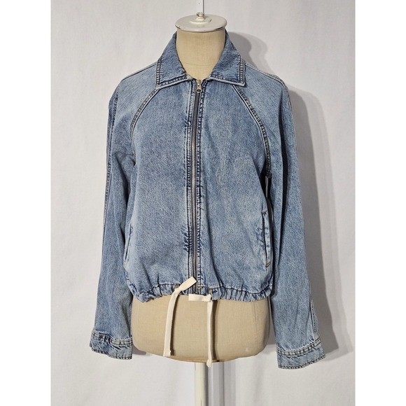 Scoop Jackets & Blazers - Scoop Women's Denim Bomber Jacket w/Drawstring Waist XS (0-2)